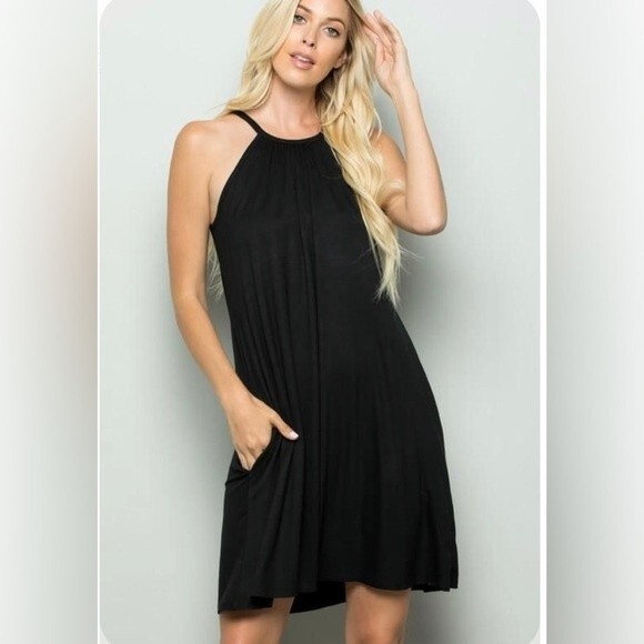 Nicole Miller black trapeze swing dress with pockets size XS NWOT - Picture 1 of 9